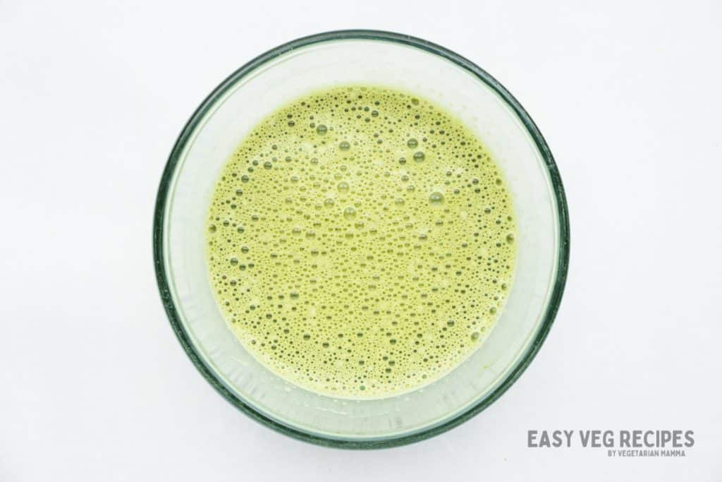 Matcha with milk, stirred and frothy