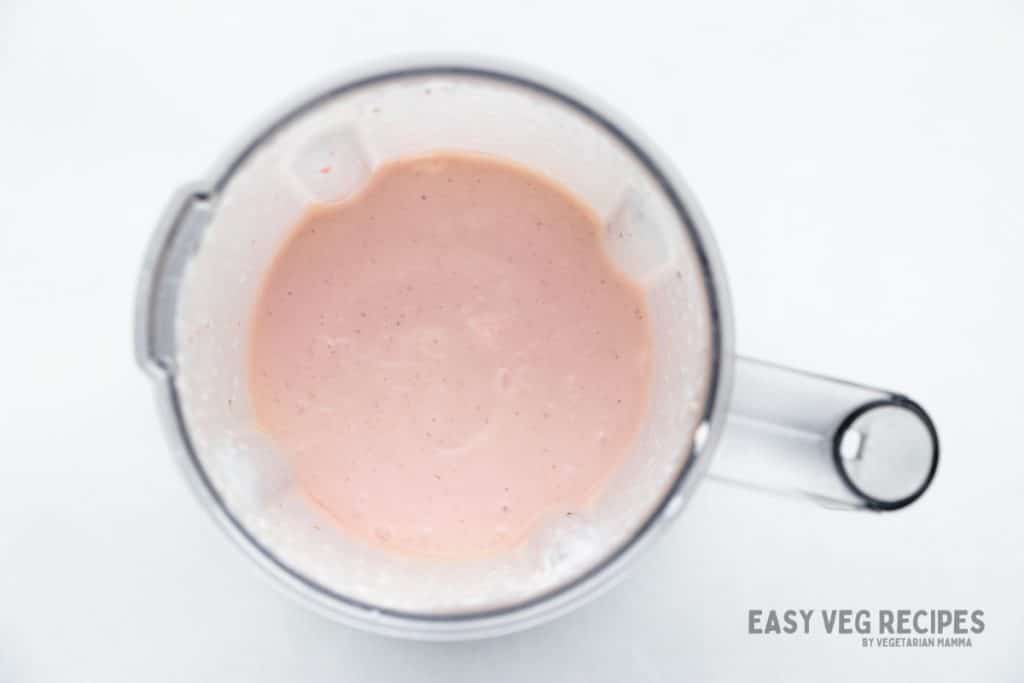 strawberries and cream in a blender, blended smooth.