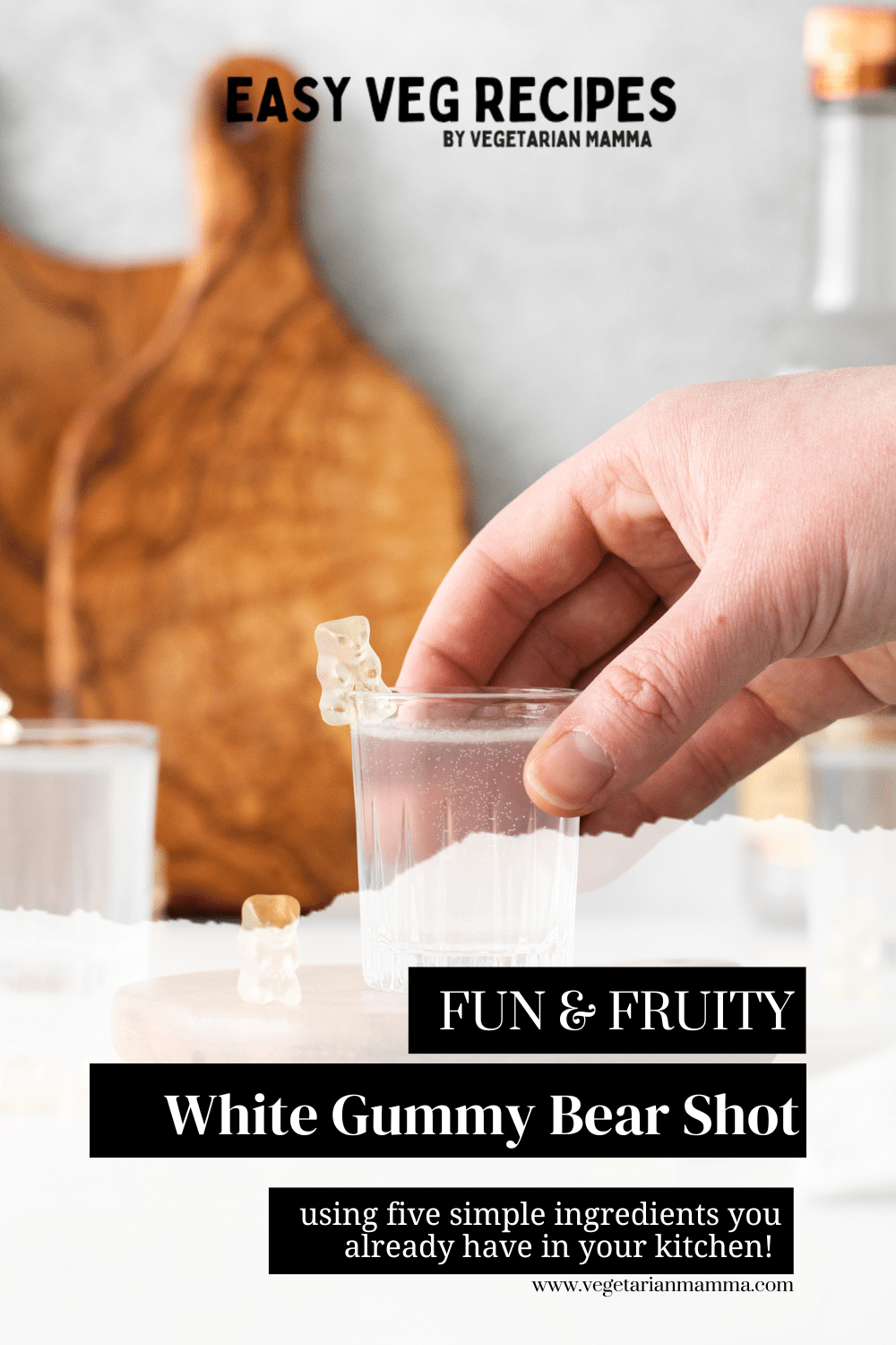 It's called a White Gummy Bear Shot because it's full of sweet, fruity flavor just like your favorite gummy candies! Serve this tasty drink with a gummy bear on the side for the best party results.