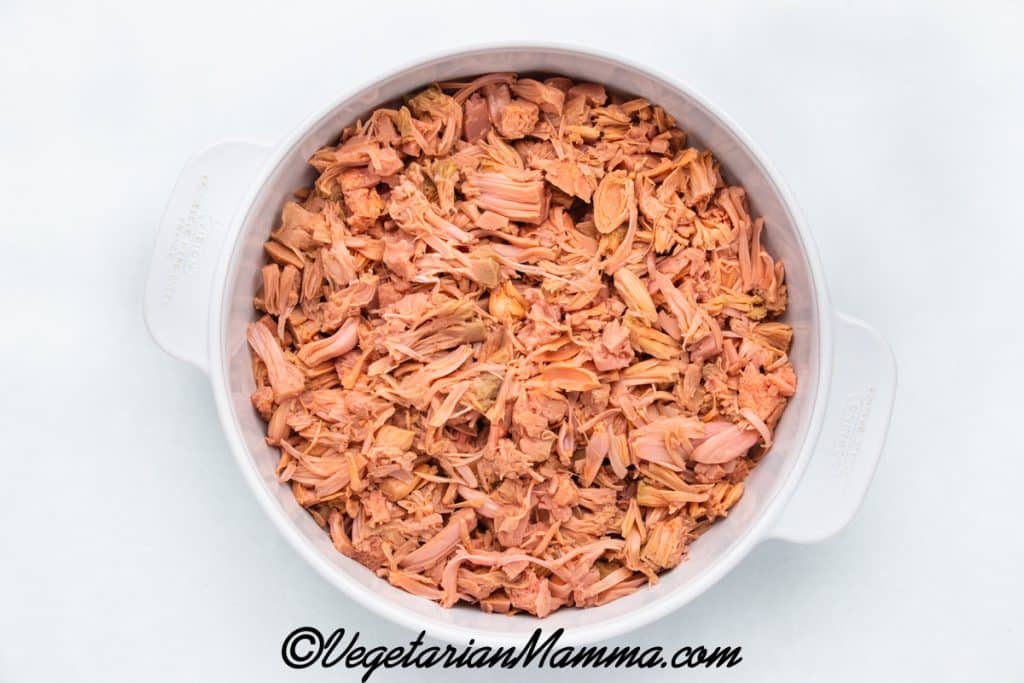 shredded jackfruit which looks like shredded chicken.