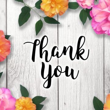 Thank you with flowers
