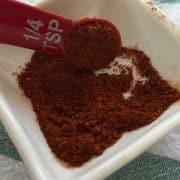 chili powder in a dish with a ¼ teaspoon scooping it out, but you only need a pinch