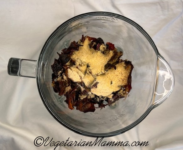 chilies and spices in a blender.