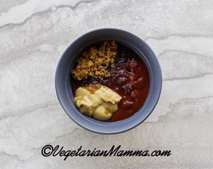 In a black bowl, combine the glaze ingredients to create the mixture.