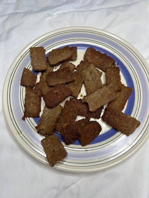 plant based beef alterantive on a plate after it had been browned on both sides.