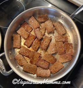 plant-based alternative in a hot skillet