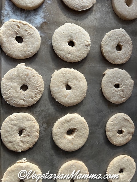 baked shortbread cookies on a baking sheet. Just out of the oven.