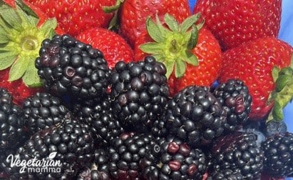 Close up of strawberries and blackberries
